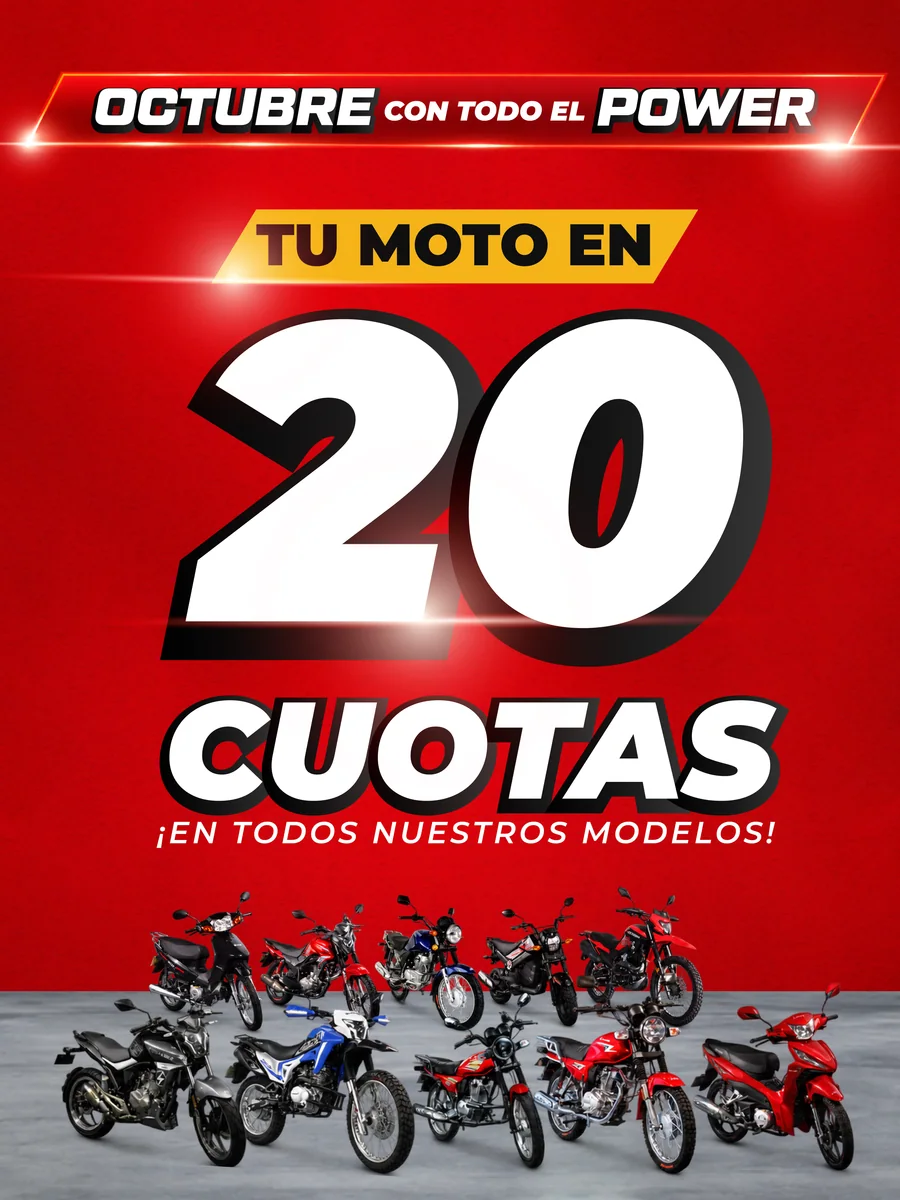 Tu moto en 20 cuotas. La gama completa de Power Motorcycle en exhibición.